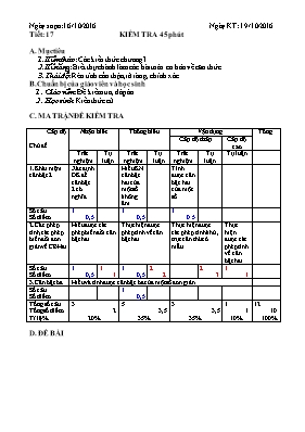 Kiểm tra 45 phút môn Toán (tiết 17)